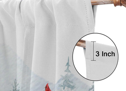 Nanacur Winter Forest Curtains, Nature Snowy Forest Scenery Rustic Country Deer Cardinal Xmas Pine Tree Window Treatments for Farmhouse Kitchen Bedroom Living Room, 42" W X 45" L, Decor