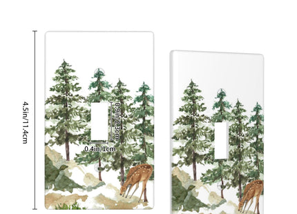 Tree Forest Deer Single Toggle Light Switch Plate Cover 1 Gang Decorative Outlet Plate Electrical Wall Plate Covers Receptacle Decorate Plug Covers For Kitchen Bedroom Bathroom Decor 4.5" X 2.76"