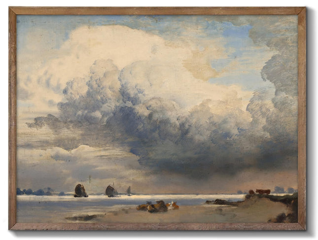 XOCUUI Unframed Canvas Wall Art Vintage Decor, Home Decor Danish Coastal Landscape in Stormy Weather Classical Paintings, Coastal Wall Art for Living Room Bedroom Office Decor, 8"x10"