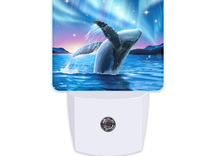 Uiaoiais Humpback Whale Breaching Water Night Light for Kids, LED Night Light Plug into Wall with Dusk to Dawn Sensor for Girls Boys Women Men Room Decor, Hallway, Kitchen, Bathroom, Nursery, Stairs
