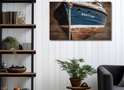 Personalized Custom Wooden Wall Art - Nautical Boat Oil Painting Style Sign for Home Decor - Handcrafted Shiplap Wood Plaque for Living Room Bedroom Office Unique Gift(Style D)