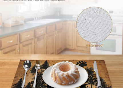 Rustic Bear Placemats Set of 4, Farmhouse Cabin Lodge Table Mats 12x18 Inch