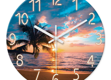XFM Beach Wall Clocks Battery Operated 12 Inch Sunset Nautical