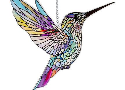 Hummingbirds Suncatcher Stained Glass, Hummingbird Suncatcher Ornament, Hummingbird Suncatcher for Grandma/Mom/Women (Colorful)