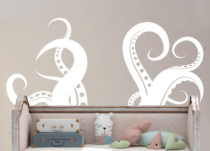 Giant Octopus Tentacles Wall Decal Sticker - White, 27" x 60". #OS_MB316-27x60 Great for Kitchen, Bathroom or Bedroom Decor.
