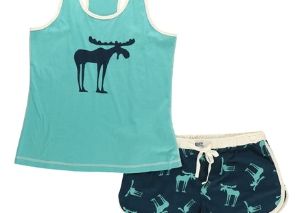 Lazy One Matching Pajamas for Women, Cute Tank Top Set (Funky Moose, S)