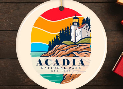Acadia National Park Retro Style Ornament, Maine USA Tourist Attraction and Gift