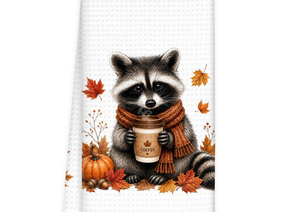 OINDADE Raccoon Decor Fall Halloween Kitchen Towels, Raccoon Hand Towels