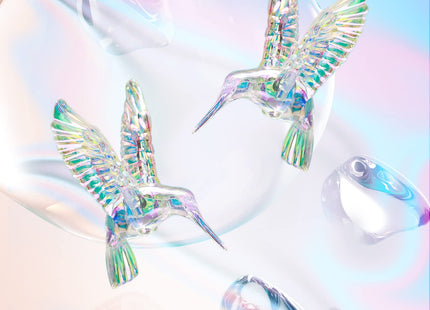 Amyhill 30 Pcs Iridescent Hummingbird Ornaments, Rainbow