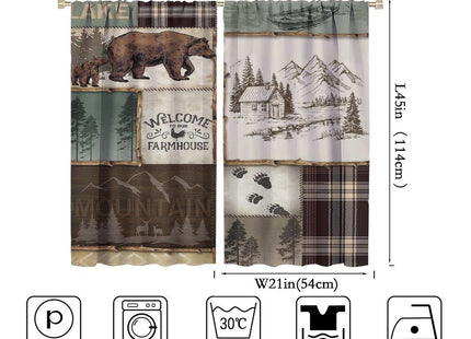 Retro Rusticd Curtains,Lodge Bear Moose Deer Country Style Farmhouse Thermal Insulated Drapes Darkening Window Curtain for Girls Boy Bedroom Living Room 42x45 Inch