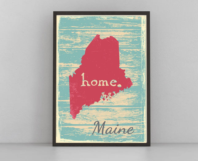 Retro Style Travel Poster, Maine Vintage State Poster Printing, Home Wall Art, Office Wall Decor, Poster Prints, Maine State Map Poster - 12x18