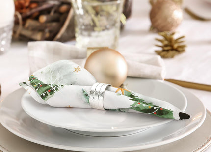 Arquiel Winter Woodland Pine Tree Cloth Napkins Set of 4, 100% Cotton