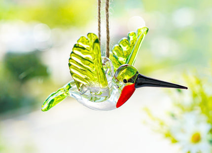 Hanging Glass Hummingbird Ornaments Crystal Humming Bird Figurines