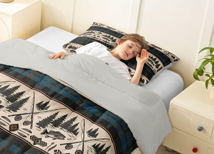 Feelyou Fish Bedding Set Kids Fish Hook Fishing Theme Comforter Set Sea