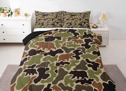 Feelyou Camo Bear Hunting Comforter Set Toddler Size Kids Boys Girls