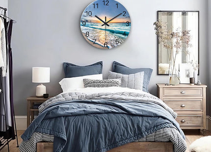 Constantplanet Blue Coastal Wall Clocks Battery Operated 16 Inch