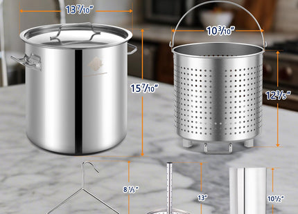 ARC 40QT Stainless Steel Stockpot for Seafood Crawfish Crab Boil w/Basket