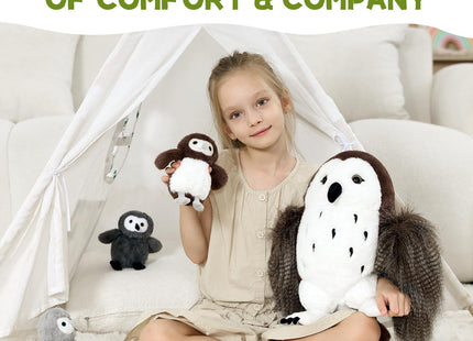 Karister Owl Stuffed Animal with 3 Babies,18" Barn Owl Plush, Brown