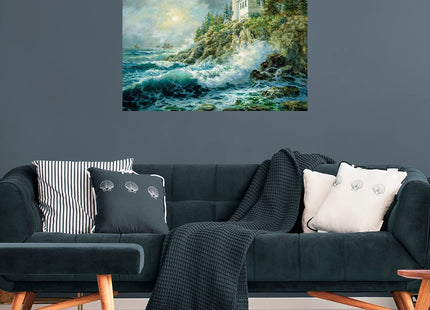 Fine Art Canvas Bass Harbor Lighthouse Canvas Wall Decor by Artist Nicky Boehme for Living Room, Bedroom, Bathroom, Kitchen, Office, Bar, Dining & Guest Room - Ready to Hang - 32 in x 24 in