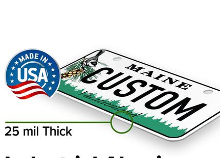 Mini License Plates, Personalized License Plates, Custom for Car, Bikes, ATV, Kids Car, Golf Cart, Jeep, 2x4 Inch, Rust-Free Fade Resistant Aluminum, USA Made By My Sign Center (Maine)