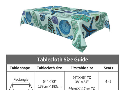 Navy Blue Teal Nautical Starfish Beach Coastal Sea Beachy Waterproof Picnic Party Rectangle Table Cloth Cover Decorations Fabric 54 X 72 Inches Rectangle Tablecloth Home Dining Room Kitchen Decor