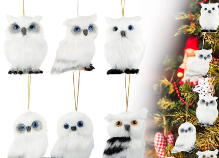 Skylety 6 Pcs Christmas Owl Ornaments Plush Hanging Decor,Owl Style