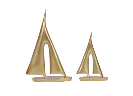 Dawbun 2 Pack Gold Sailboat Decor Boat Sculpture for Home Decor Modern Boat Statue Decorative Nautical Decoration for Living Room Bookshelf Shelf Table Office