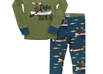 LazyOne Long-Sleeved Kids' Pajamas for Girls and Boys, Canoe Tuck Me In, 10
