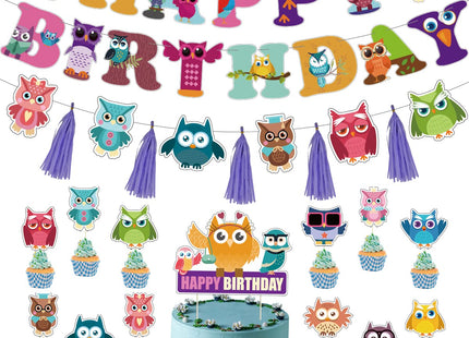 Chilfamy Owl Birthday Decorations, Cute Owl Theme Party Supplies