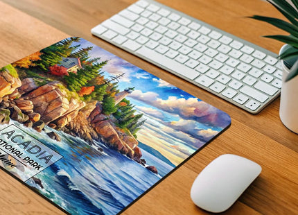 Acadia National Park Maine Watercolor Low Profile Mouse Pad Mat