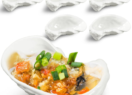 Reallnaive 6 Pcs Ceramic Oyster Shells Reusable Oyster Grilling Shells Large Clam Baking Dish Platter Plate for Cooking Shrimp Scallops Clams Seafood of All Kind