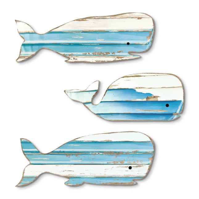 Putuo Decor Blue Whale Wall Art Set of 3, Coastal Ocean Blue Whale Nautical Wall Decor for Bathroom Bedroom Living Room Nursery