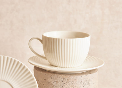 KARACA Seashell Porcelain Turkish Tea Cups & Saucers Set for 6, 200ml