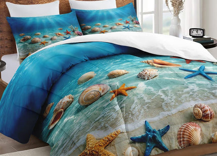 WeCozy Full Comforter Set, 3 Pieces Beach Ocean Bedding Set