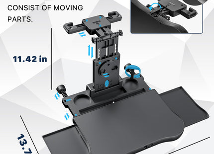 Car Back Seat Tray Table, Stable Foldable Auto Backseat Food Trays Desk for Rear Passenger Road Trip Eating & Work, Multifunctional Adjustable Travel Tray with Phone Drink Holder for Laptop iPad