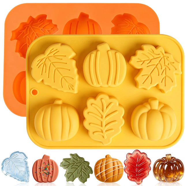 2pcs Thanksgiving Pumpkin Silicone Molds Maple Mold Autumn Chocolate Mold