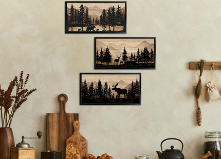 WELMECO Rustic Cabin Decor Bear Moose Deer Wall Art Cabin Bathroom Decor