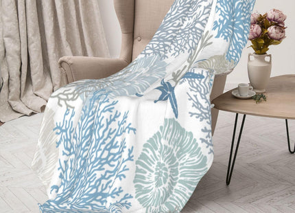 YUTYBMJNHS Coastal Beach Ocean Nautical Throw Blanket 80x60in.
