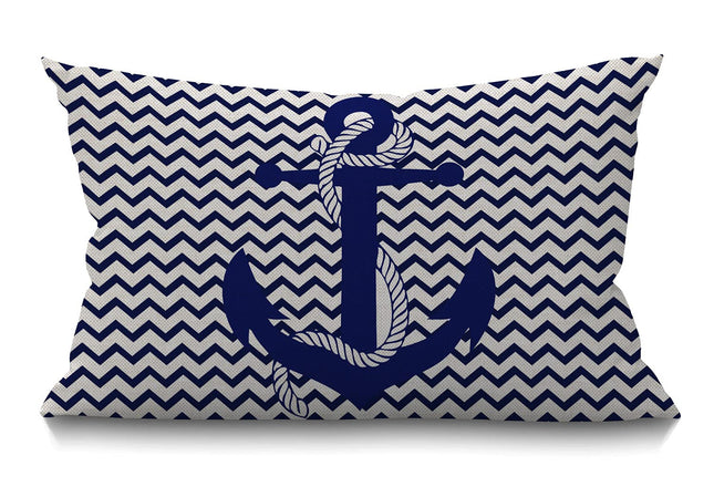 Smooffly Retro Nautical Anchor Lumbar Pillow Cover 12x20 Inch Oblong Decorative Throw Pillow Cover Cushion Case for Sofa Couch Home Farmhouse Decor