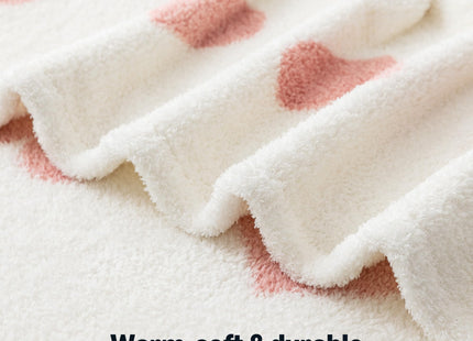 Amazon Basics Fleece Throw Blanket, Reversible Decorative Hearted Pattern for the Bed, Couch and Sofa, 60" W × 80" L, Pink Heart
