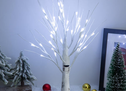 BDUSXYZ 4pcs 36LED Lighted Birch Tree Home Decor - White Birch Tree with Lights Money Tree Wedding Centerpieces Artificial Branches Table (White)