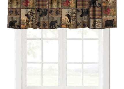 SXXLDNG Rustic Moose Deer Valance, Vintage Bear Cottage Country Style Rustic Cabin Mountain Farmhouse Windows Curtain Valance for Bedroom Living Room, One Panel 54x18in
