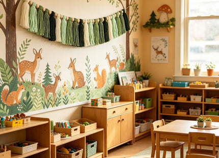 DrCor Sage Green Tassel Garland – Woodland Classroom Decor
