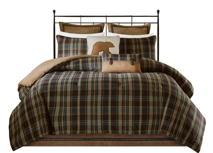 Woolrich Queen Comforter Set, Rustic Lodge Cabin Comforter, All Season Down Alternative Bedding with Matching Shams & Bedskirt, Soft Cozy Spun Fabric, Hadley Plaid, Multi