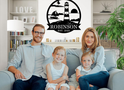 Personalized Lighthouse Nautical Wall Decor Coastal Last Name Signs