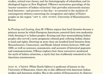Firsting and Lasting: Writing Indians out of Existence in New England (Indigenous Americas)