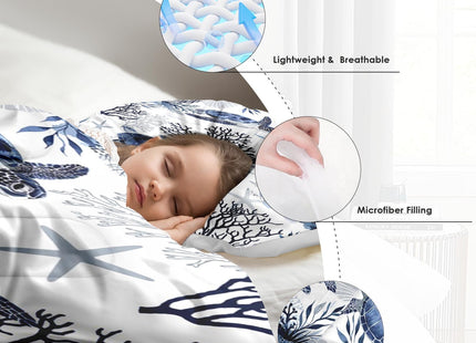 Boewywh Full Comforter Set, 3 Pieces Turtle Coastal Bedding, All Season