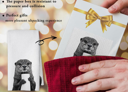 Threegoat Cute Otter Kitchen Towels 1 PCS, Funny Otter Gifts for Women, Otter Decor Hand Towels for Bathroom, Cute Animal, Women, Pet Owners Housewarming-A23