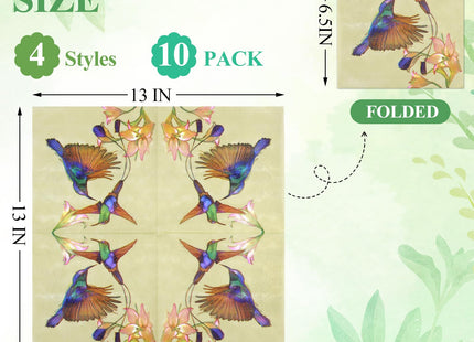 40 pack 4 Styles 6.5 In Cute Bird Decoupage Paper Napkins，Beautiful Cocktail Napkins for Mother's Day, Fall, All Seasons - Decorative Chickadee Design