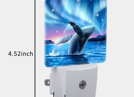 Uiaoiais Humpback Whale Breaching Water Night Light for Kids, LED Night Light Plug into Wall with Dusk to Dawn Sensor for Girls Boys Women Men Room Decor, Hallway, Kitchen, Bathroom, Nursery, Stairs